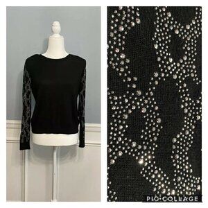 Topshop Knit Black Long Sleeve Top Lightweight Sweater